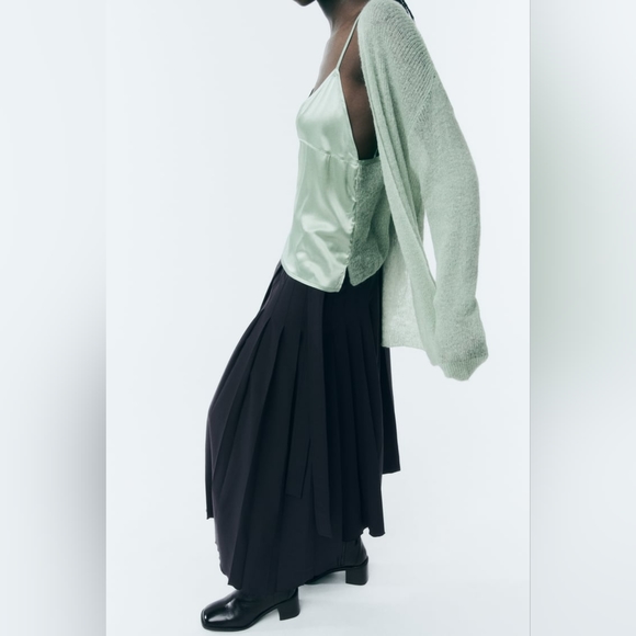 MIXED KNIT CAMISOLE/Satin - Picture 3 of 9